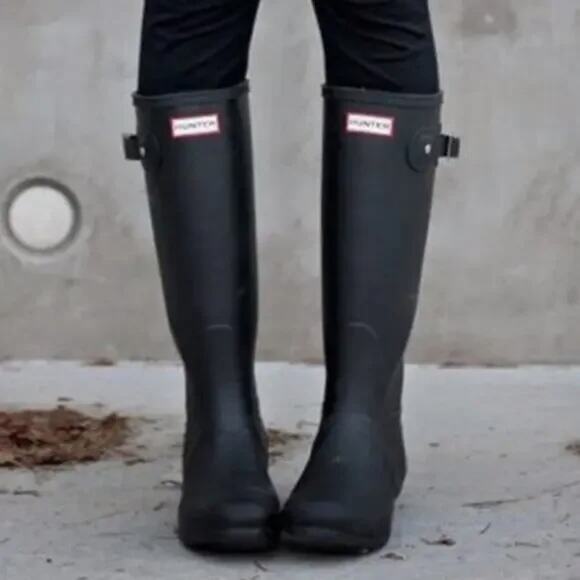 Hunter Women's Original Tall Rain Boots Black Size 10 - Picture 1 of 9